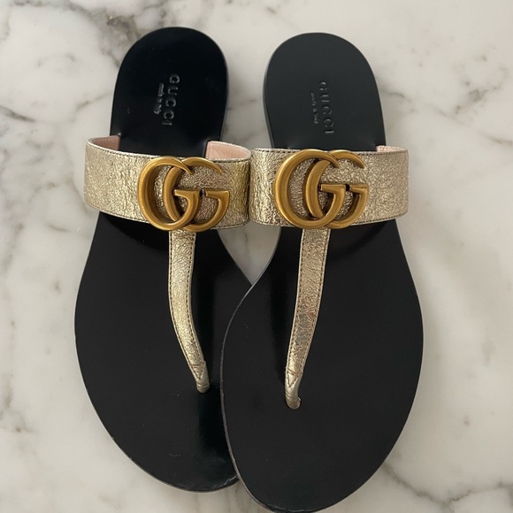 Gucci Shoes - Gucci Marmont Gold Sandal